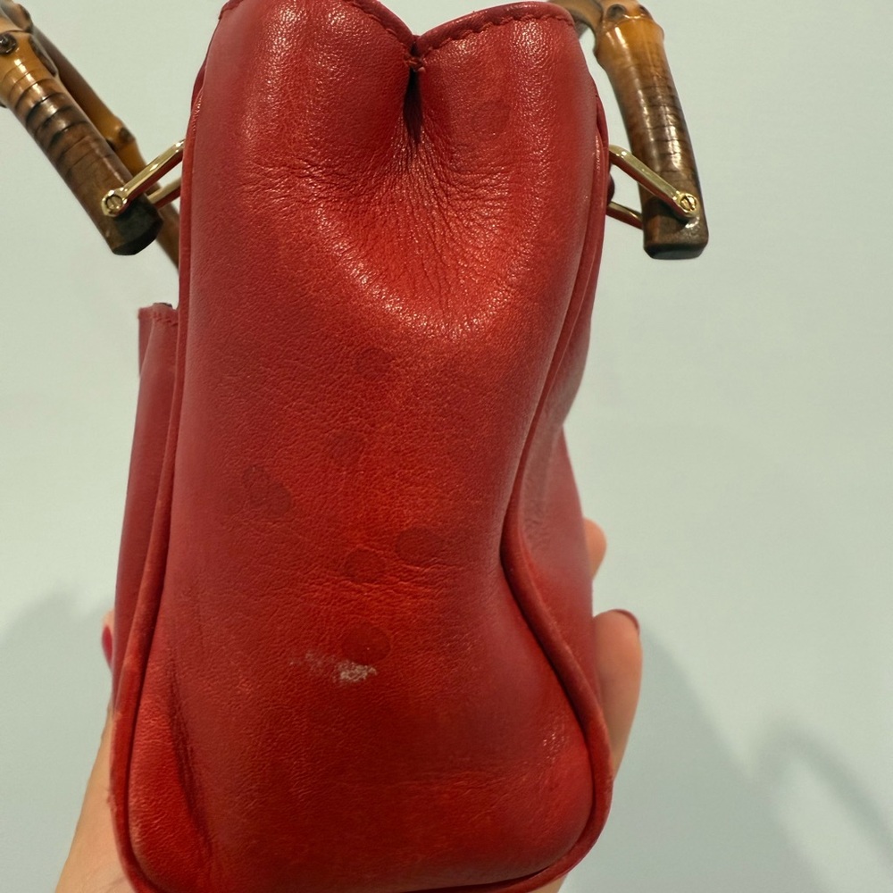 Gucci bamboo Red Leather mini Handbag - Picture 3 of 10